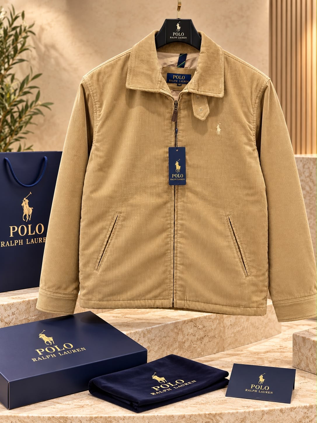 Zip Corduroy Outerwear Jacket with Throat Latch