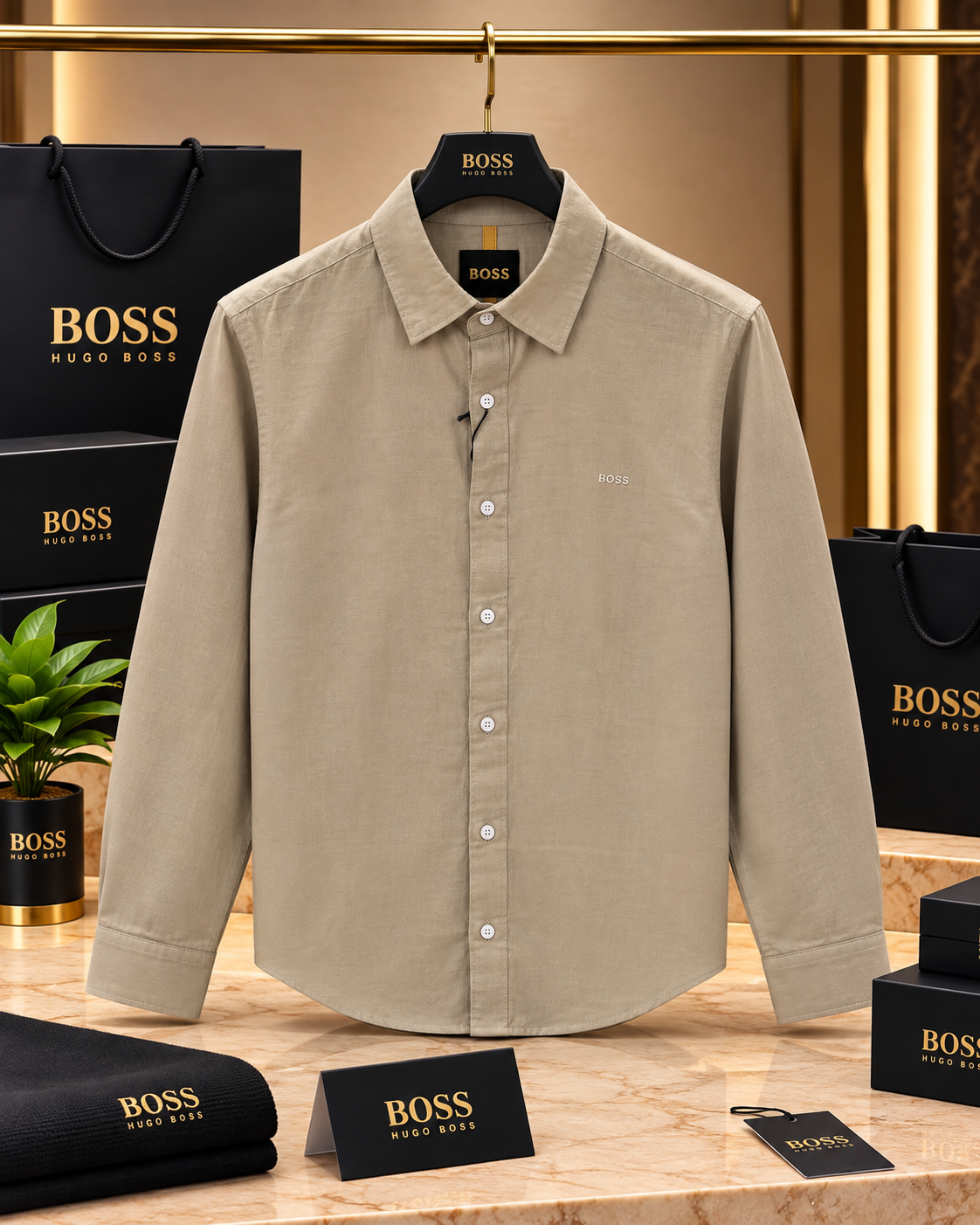 Long-Sleeve Linen Button-Down Shirt