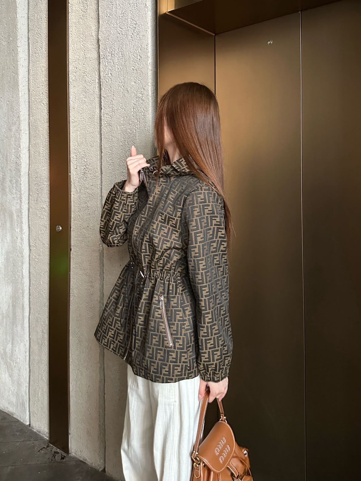 Monogram Print Hooded Lightweight Outerwear