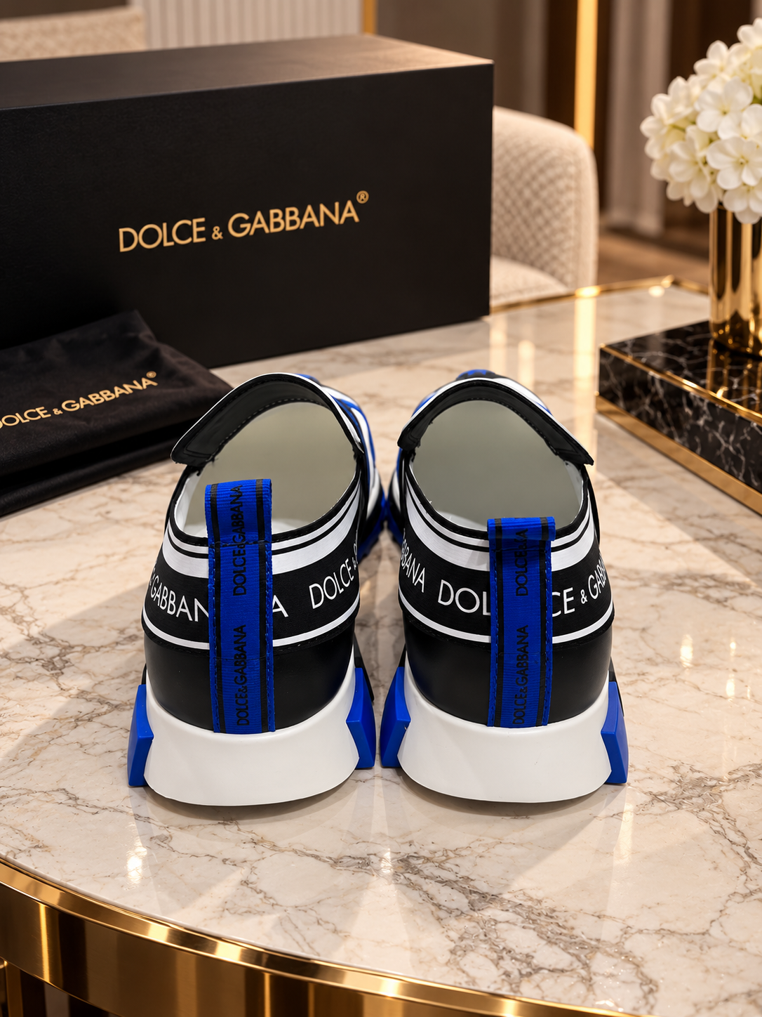 Men’s Premium Designer Logo-Tape Slip-On Sneakers