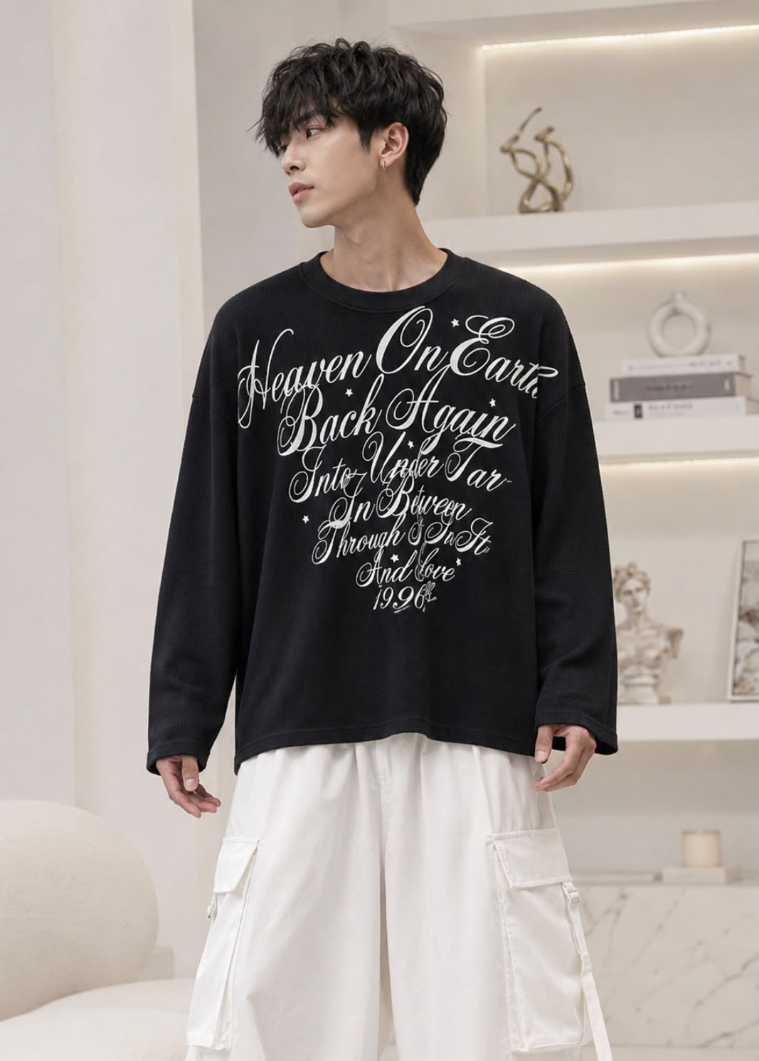 Premium Boxy Fit Waffle Knit Graphic T-Shirt (Men)