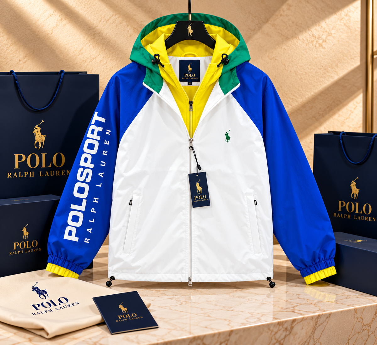 Multi-Layered Colorblock Sport Windbreaker Jacket