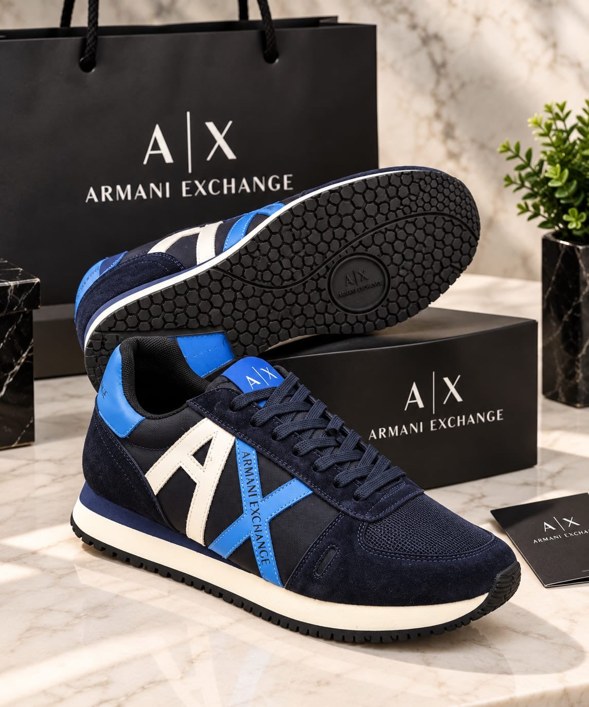 Logo Panel Mixed-Media Low-Top Sneakers