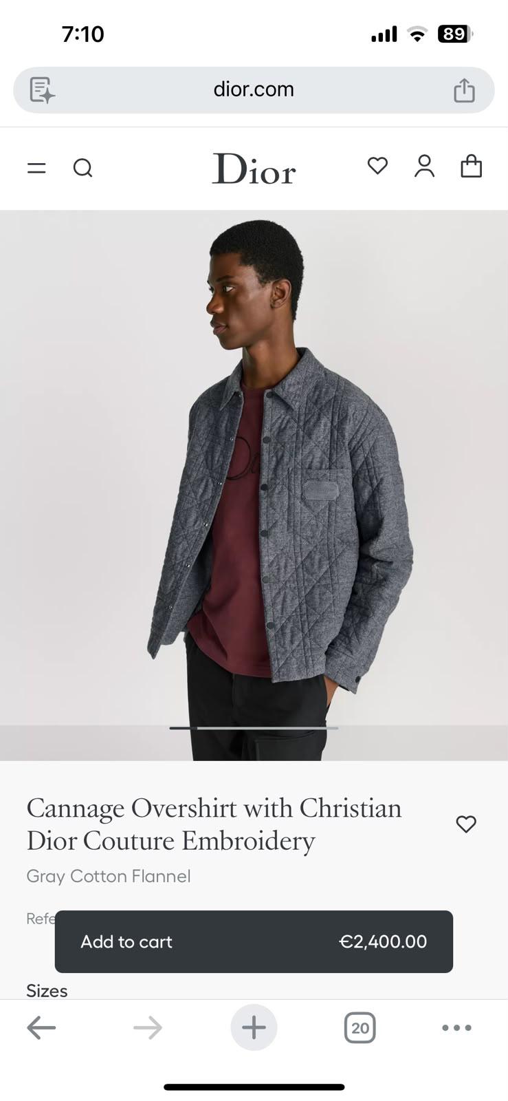 Men’s Diamond-Quilted Grey Denim Overshirt Jacket