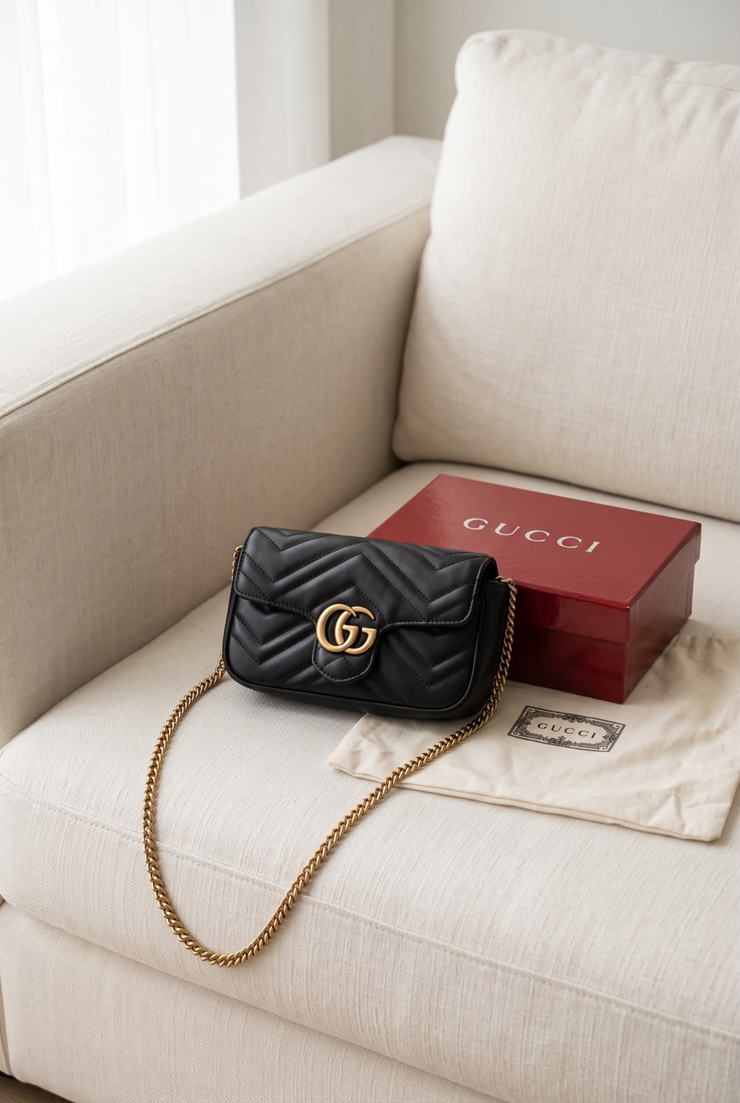 Luxury GG Marmont Style Quilted Chain Shoulder Bag | Elegant Mini Flap Bag