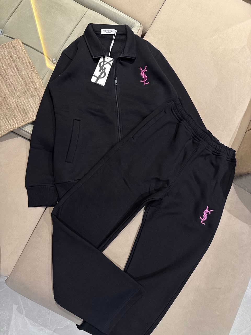 Embroidered Monogram Zip Jacket & Jogger Tracksuit Set