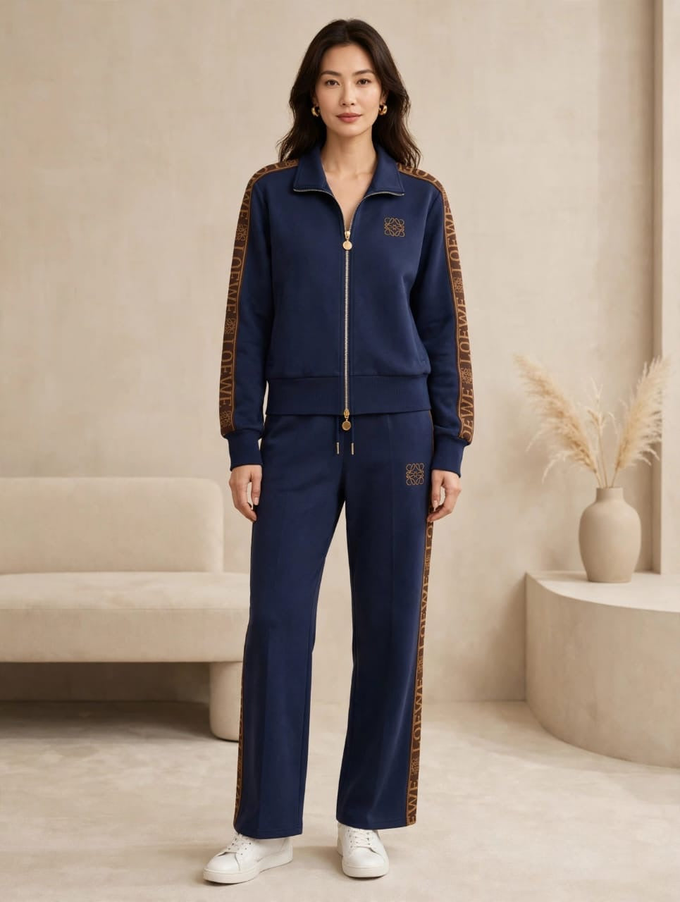 Premium Women’s Logo Tape Zip-Up Co-Ord Set