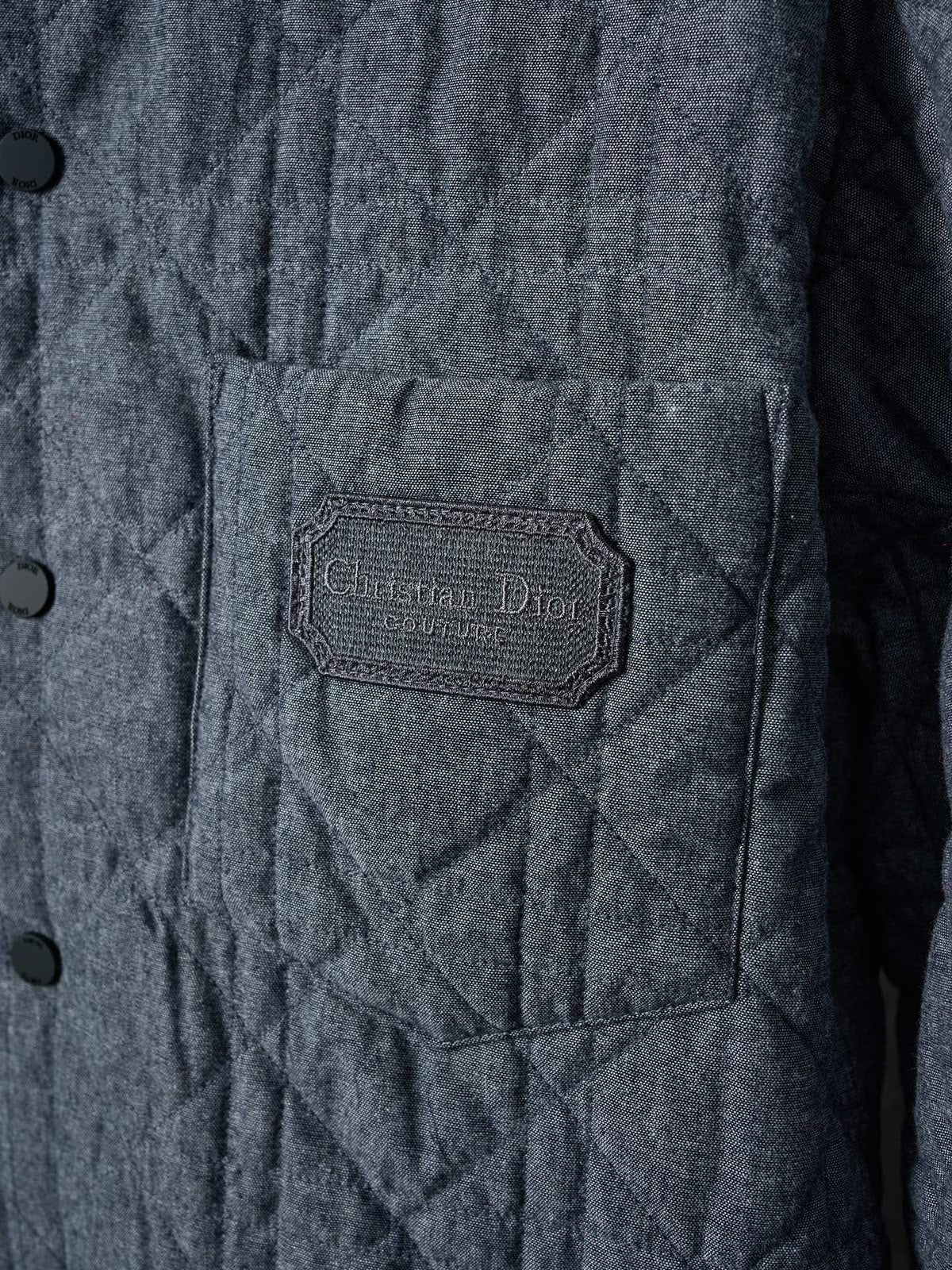 Men’s Diamond-Quilted Grey Denim Overshirt Jacket