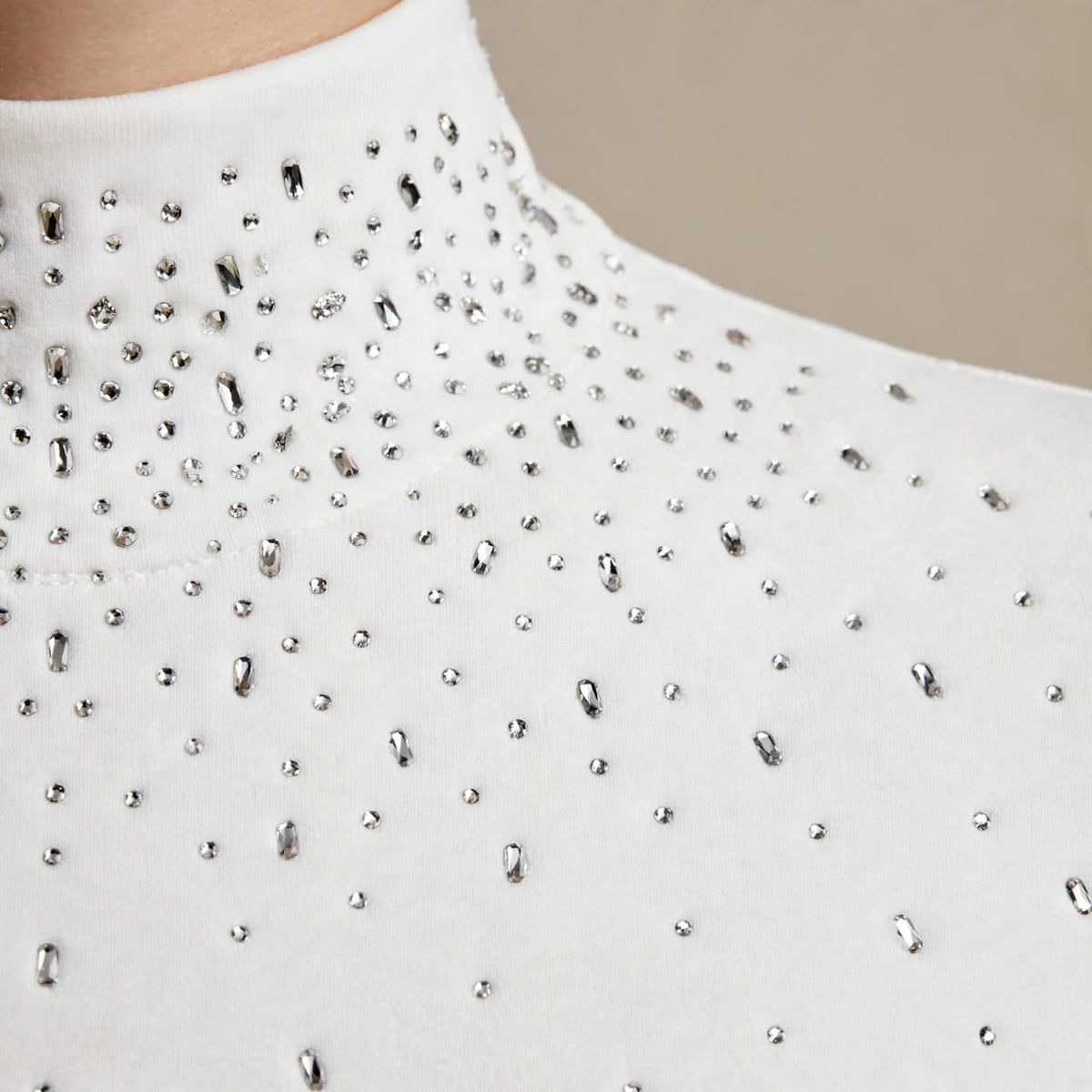 Women's Embellished Mock-Neck Fitted Top