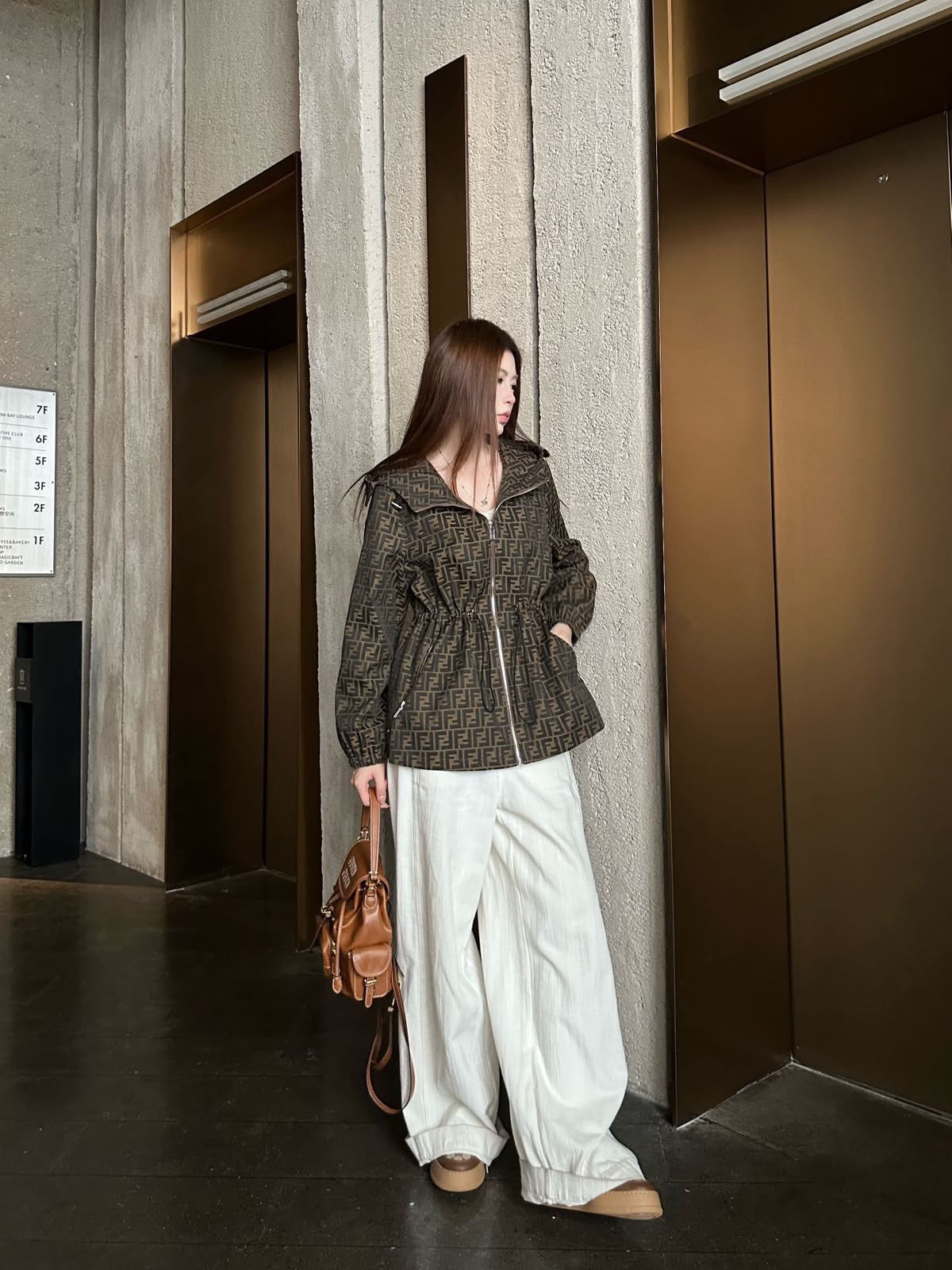 Monogram Print Hooded Lightweight Outerwear