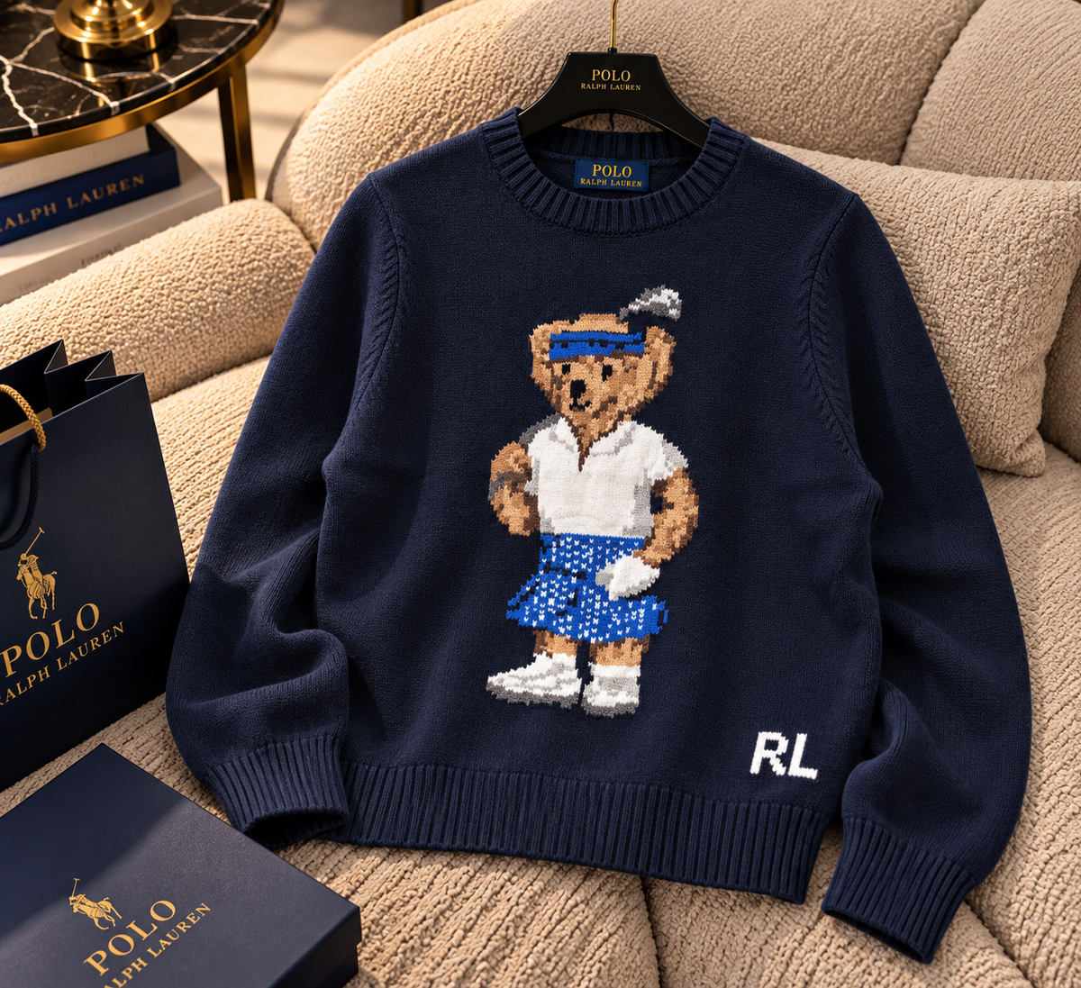 Premium Mascot Graphic Long-Sleeve Knit Sweater