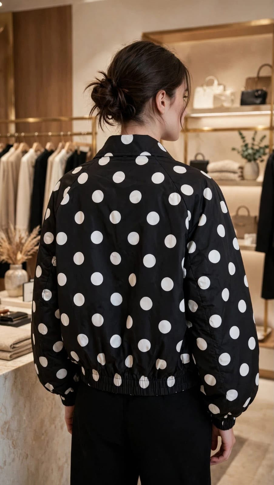 Polka Dot Lightweight Bomber Jacket
