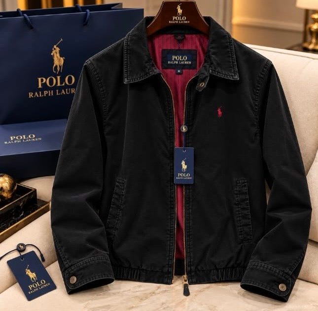 Men’s Classic Fit Cotton Zip-Front Harrington Jacket