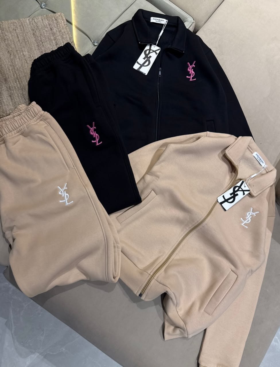 Embroidered Monogram Zip Jacket & Jogger Tracksuit Set