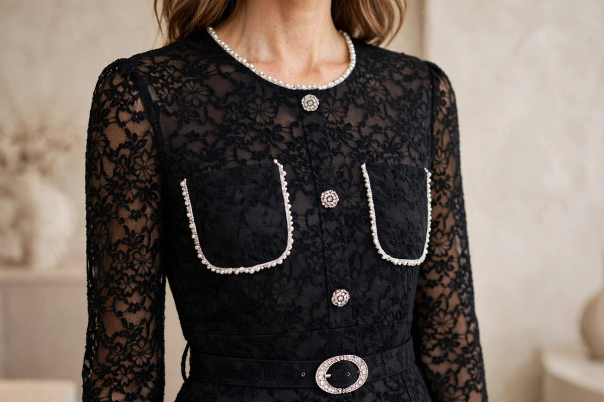 Elegant Lace Midi Dress Delicate Floral Lace
