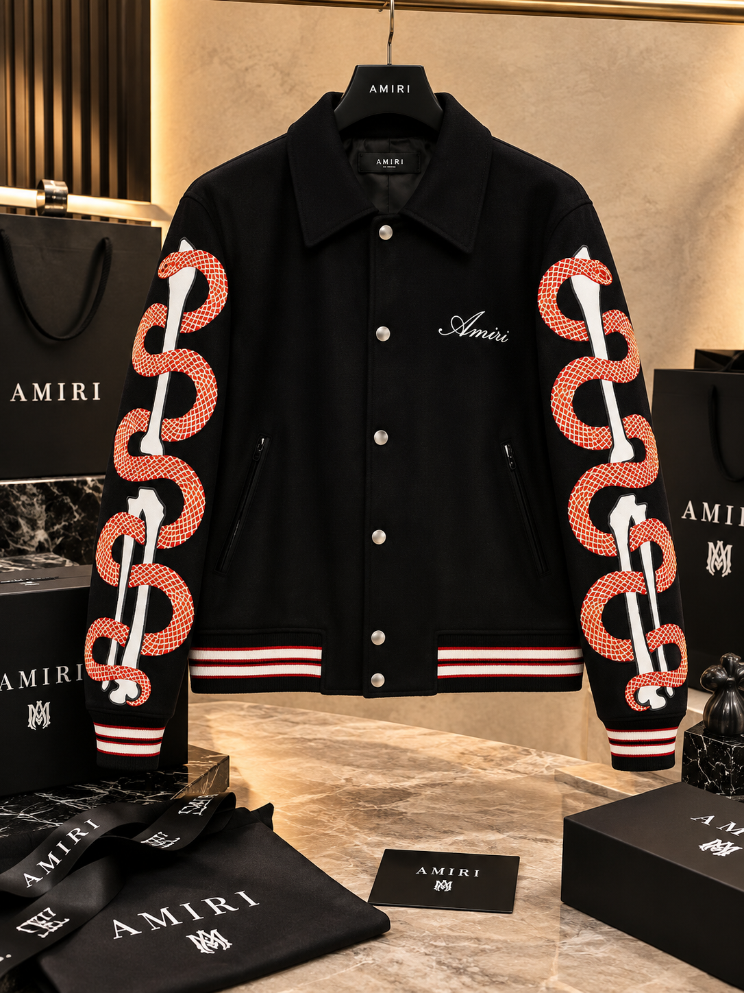 Snake & Bone Embroidered Wool Varsity Jacket