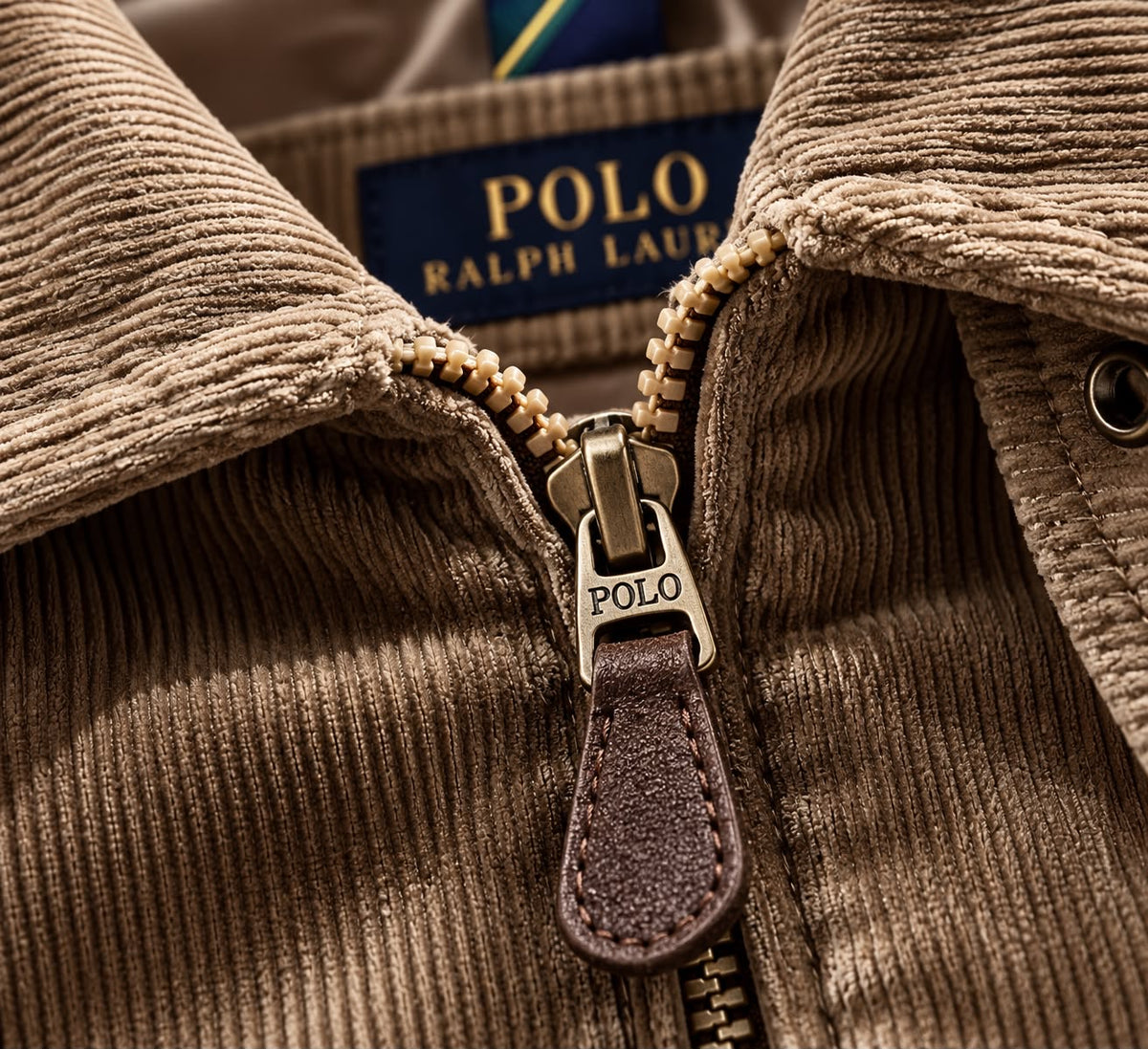 Zip Corduroy Outerwear Jacket with Throat Latch