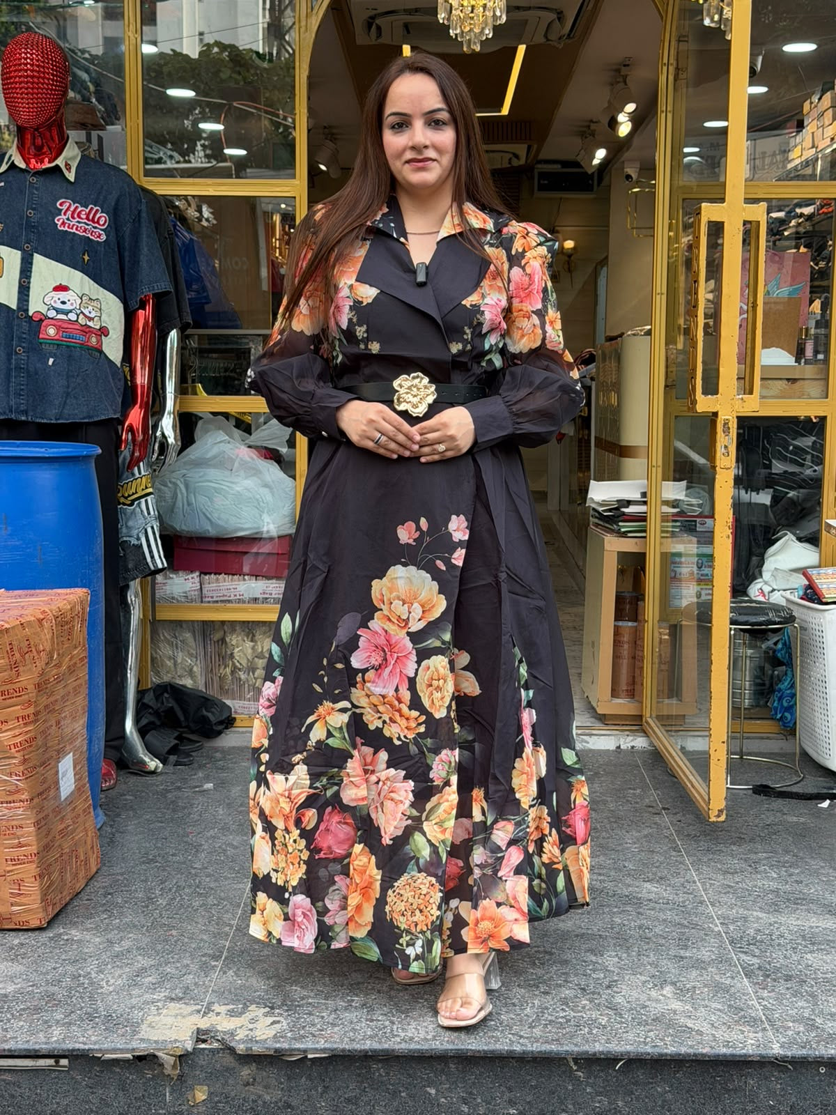 Elegant Floral Belted Dress