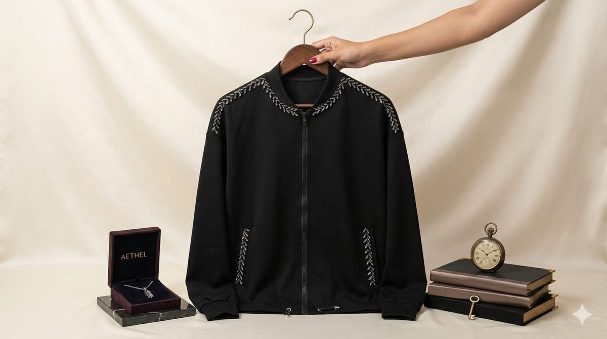 Embellished Velour Zip-Front Tracksuit Set