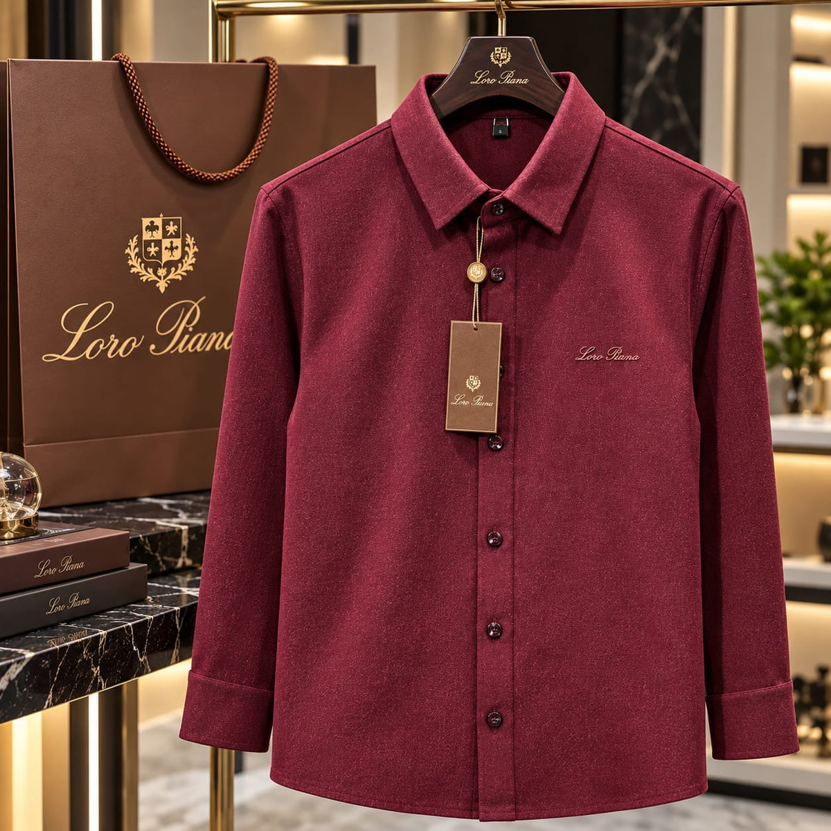 Men's Luxury Soft-Brushed Long-Sleeve Button-Down Shirt