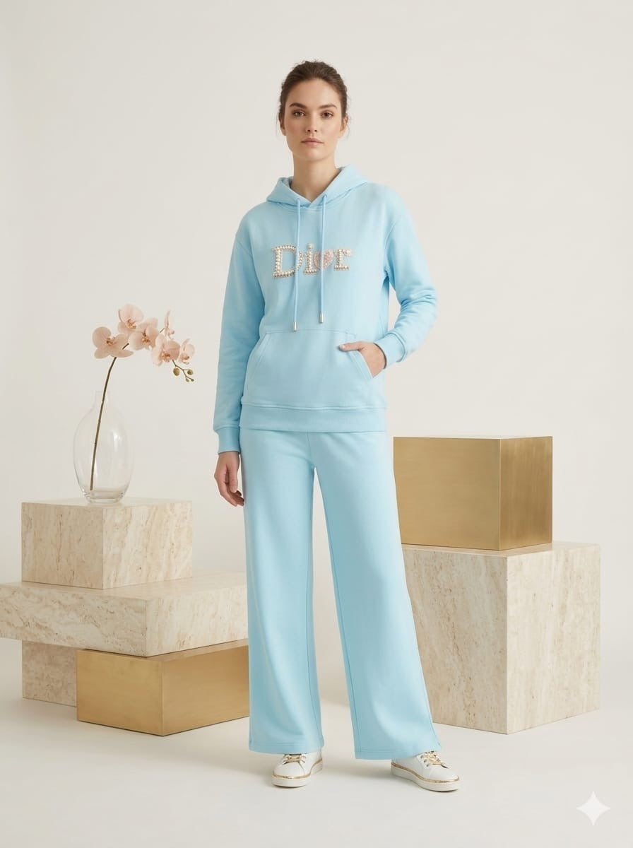 Women's Embellished Graphic Hoodie & Wide-Leg Sweatpants Co-Ord Set