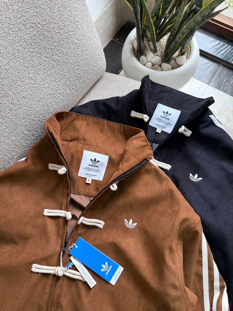 Stripes Suede-Finish Toggle Jacket