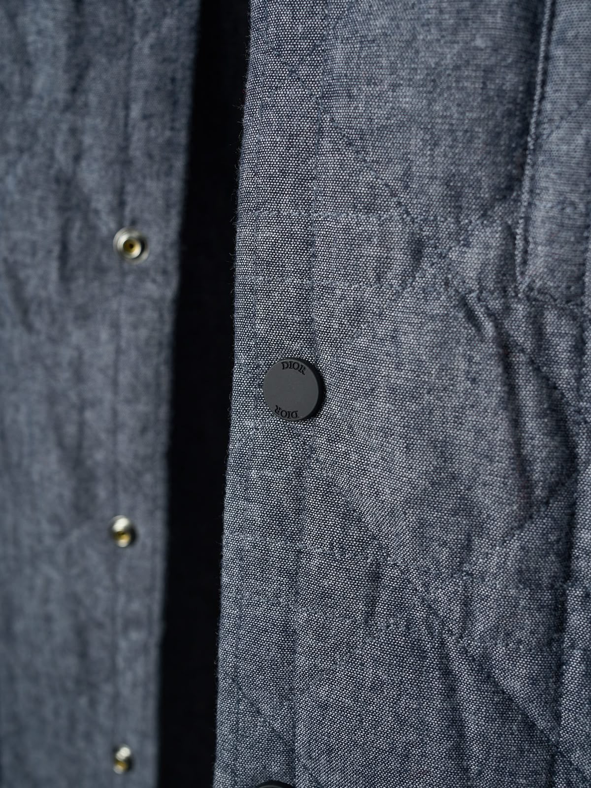 Men’s Diamond-Quilted Grey Denim Overshirt Jacket