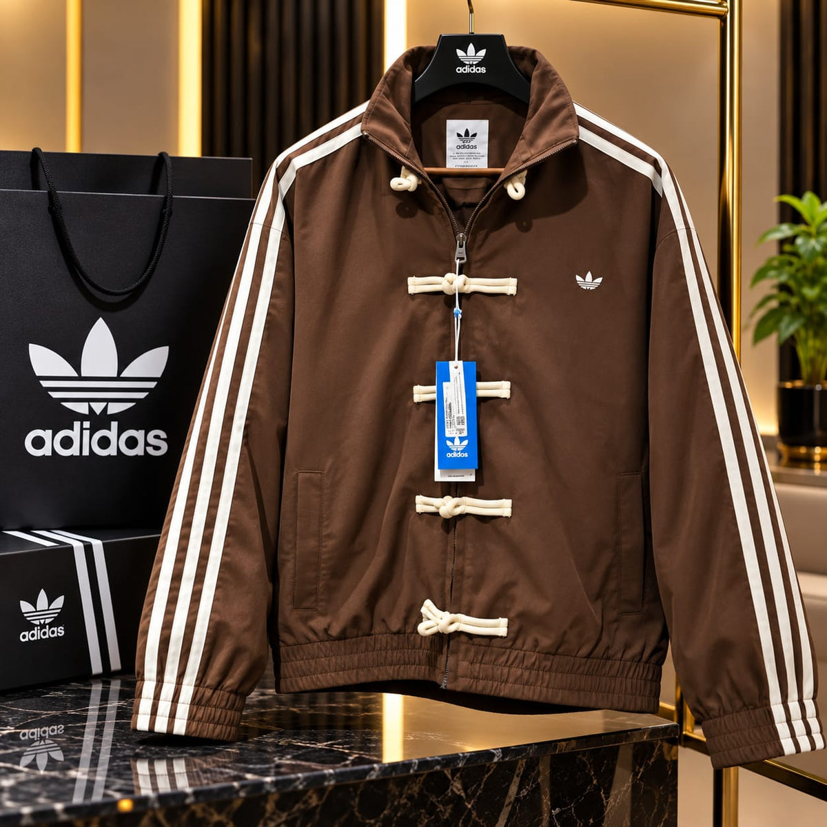 Stripes Suede-Finish Toggle Jacket