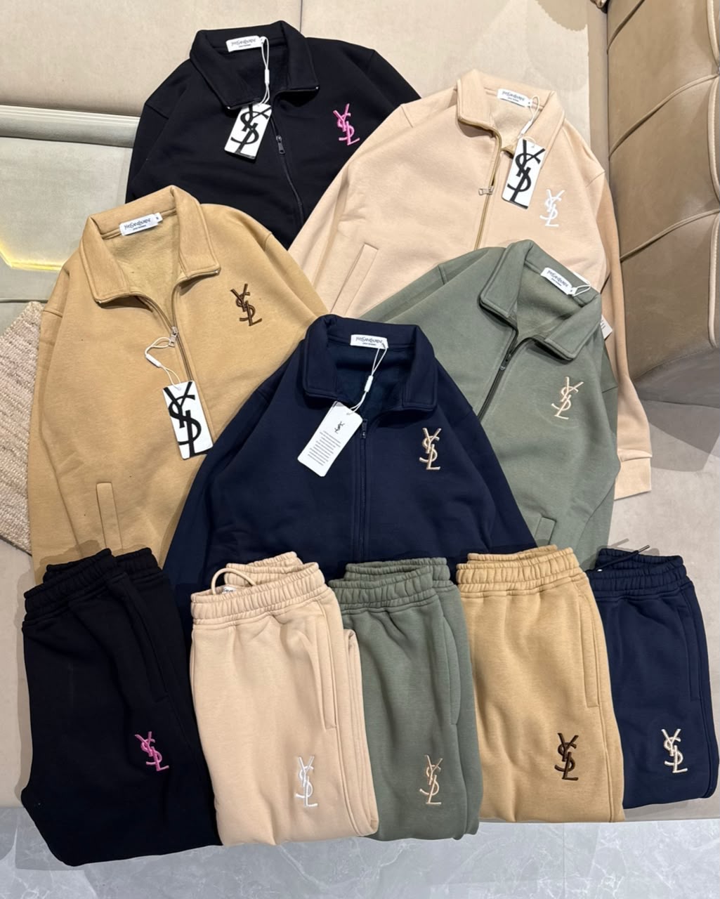 Embroidered Monogram Zip Jacket & Jogger Tracksuit Set