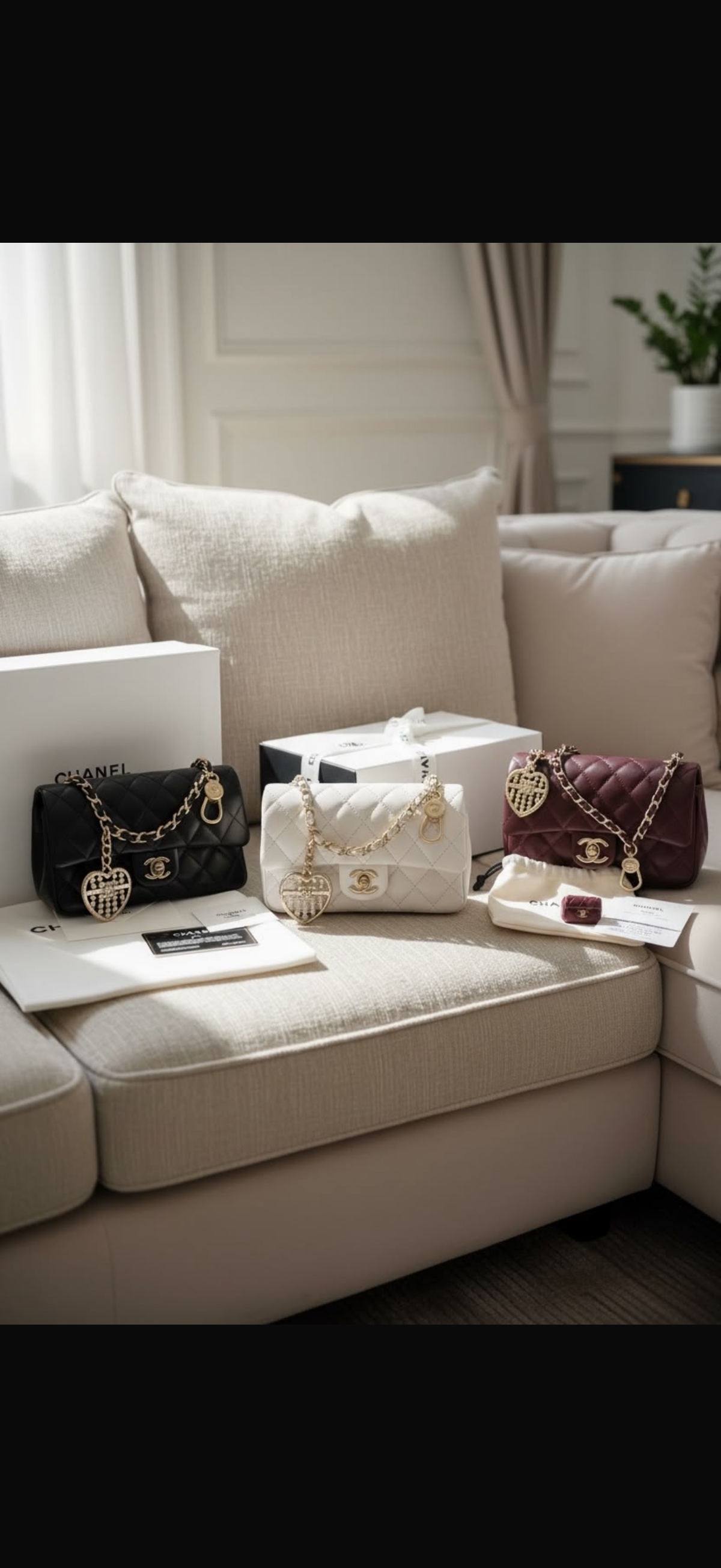 Heart Charm Quilted Leather Mini Flap Bag with Chain – Available in Black, White & Deep Burgundy
