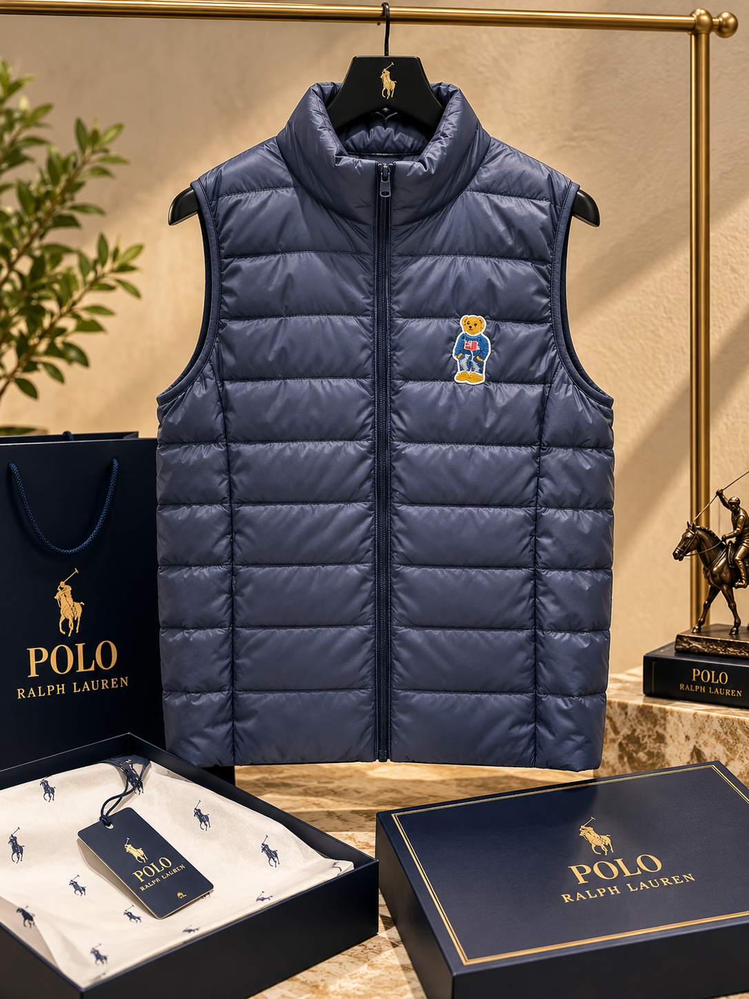 Lightweight Puffer Vest with Iconic Bear Patch