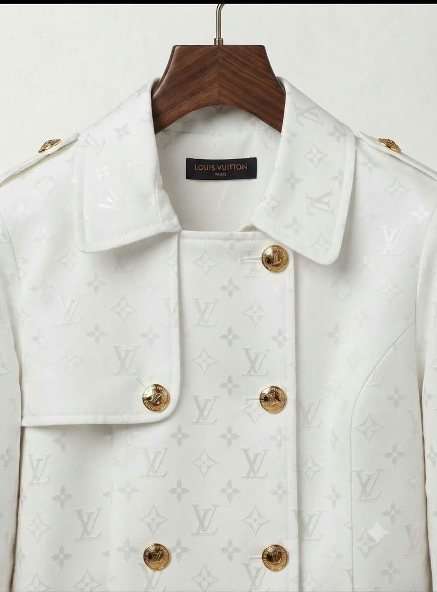 Tonal Monogram Double-Breasted Belted Trench Coat
