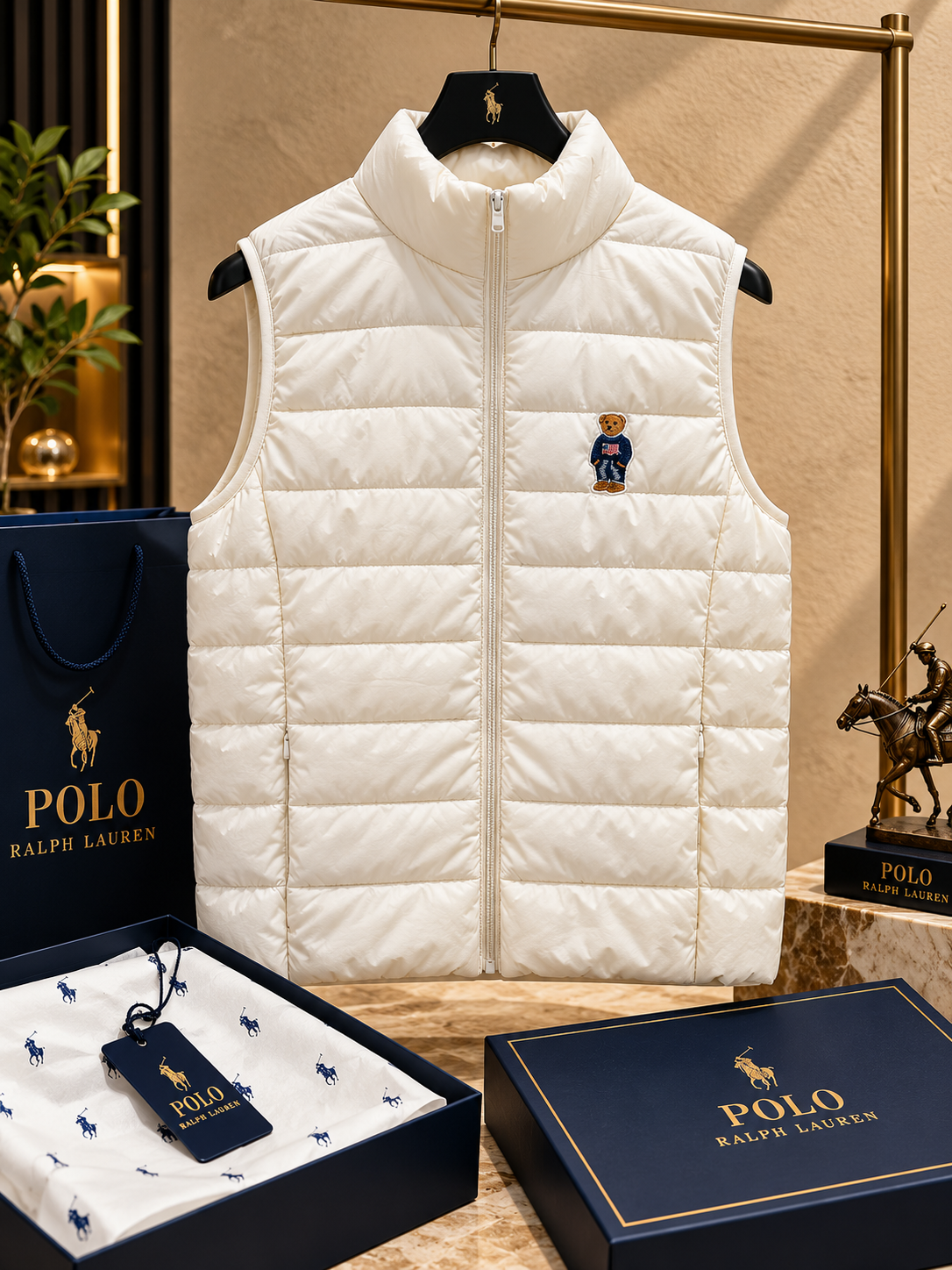 Lightweight Puffer Vest with Iconic Bear Patch