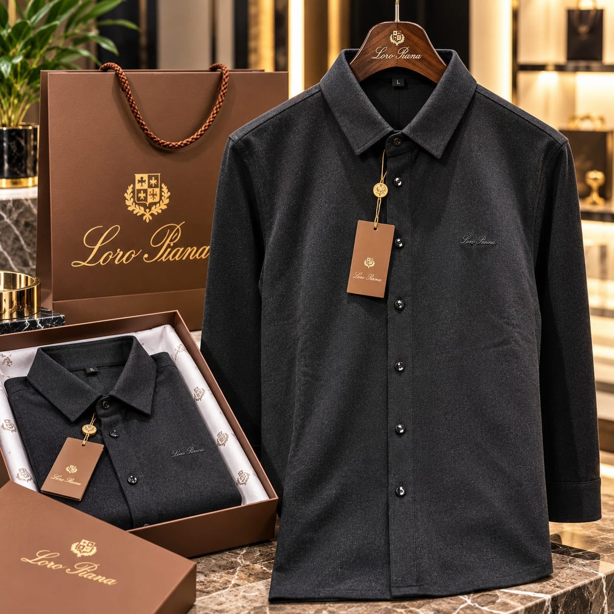 Men's Luxury Soft-Brushed Long-Sleeve Button-Down Shirt