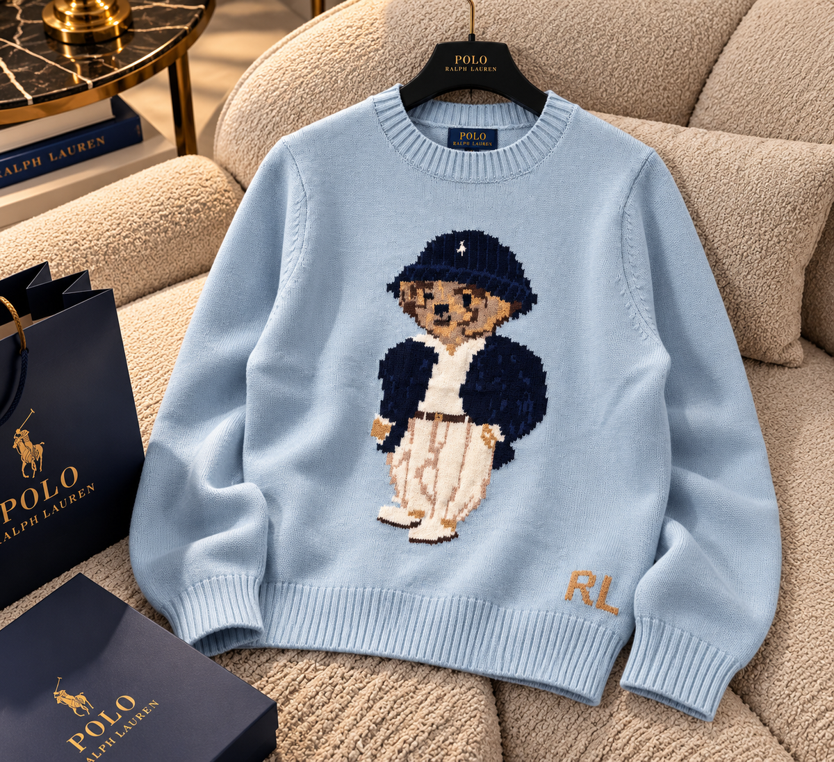 Premium Mascot Graphic Long-Sleeve Knit Sweater