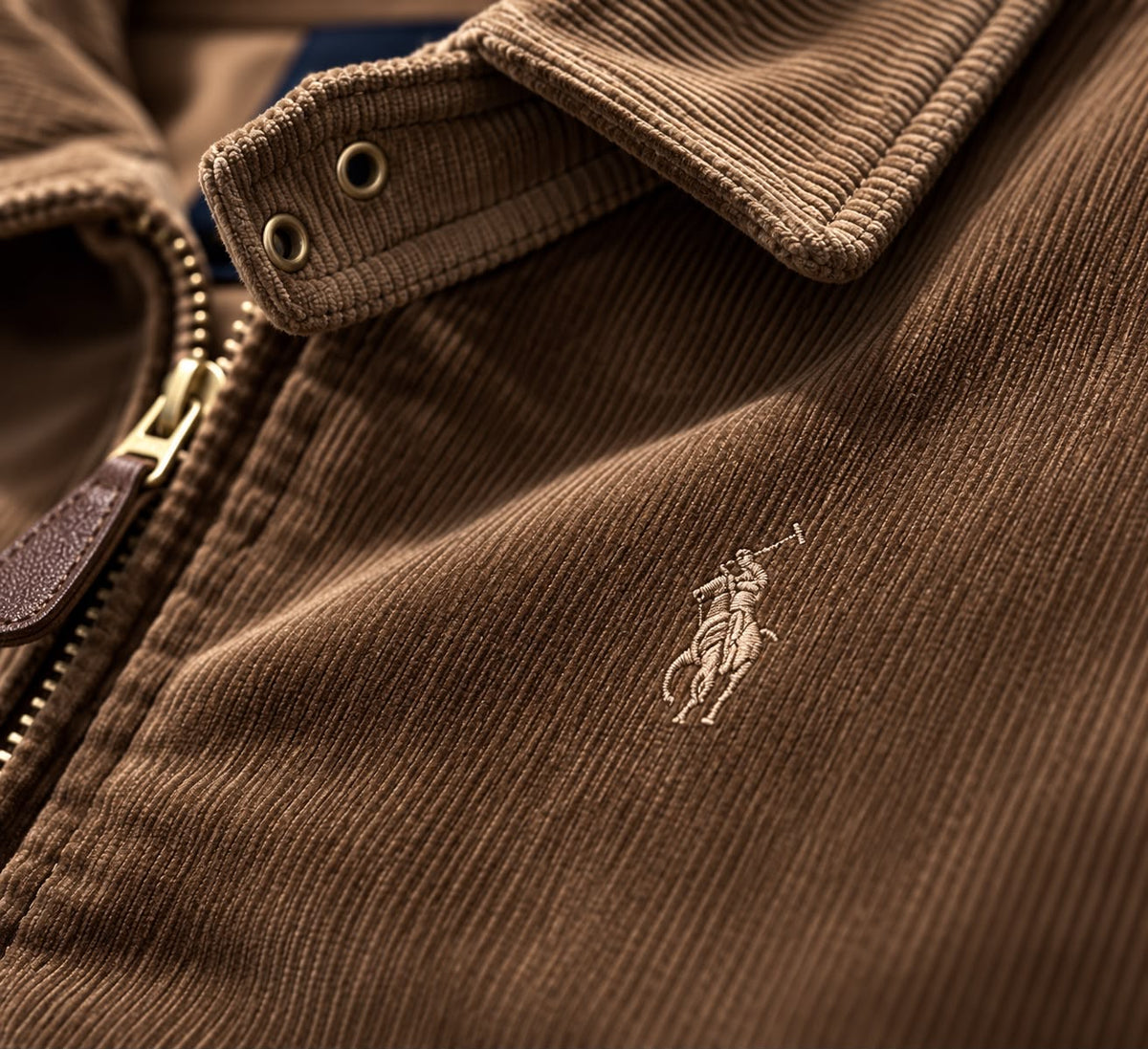 Zip Corduroy Outerwear Jacket with Throat Latch