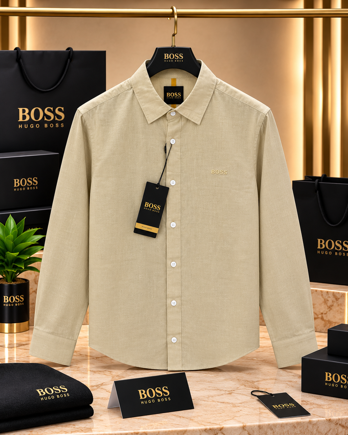 Long-Sleeve Linen Button-Down Shirt