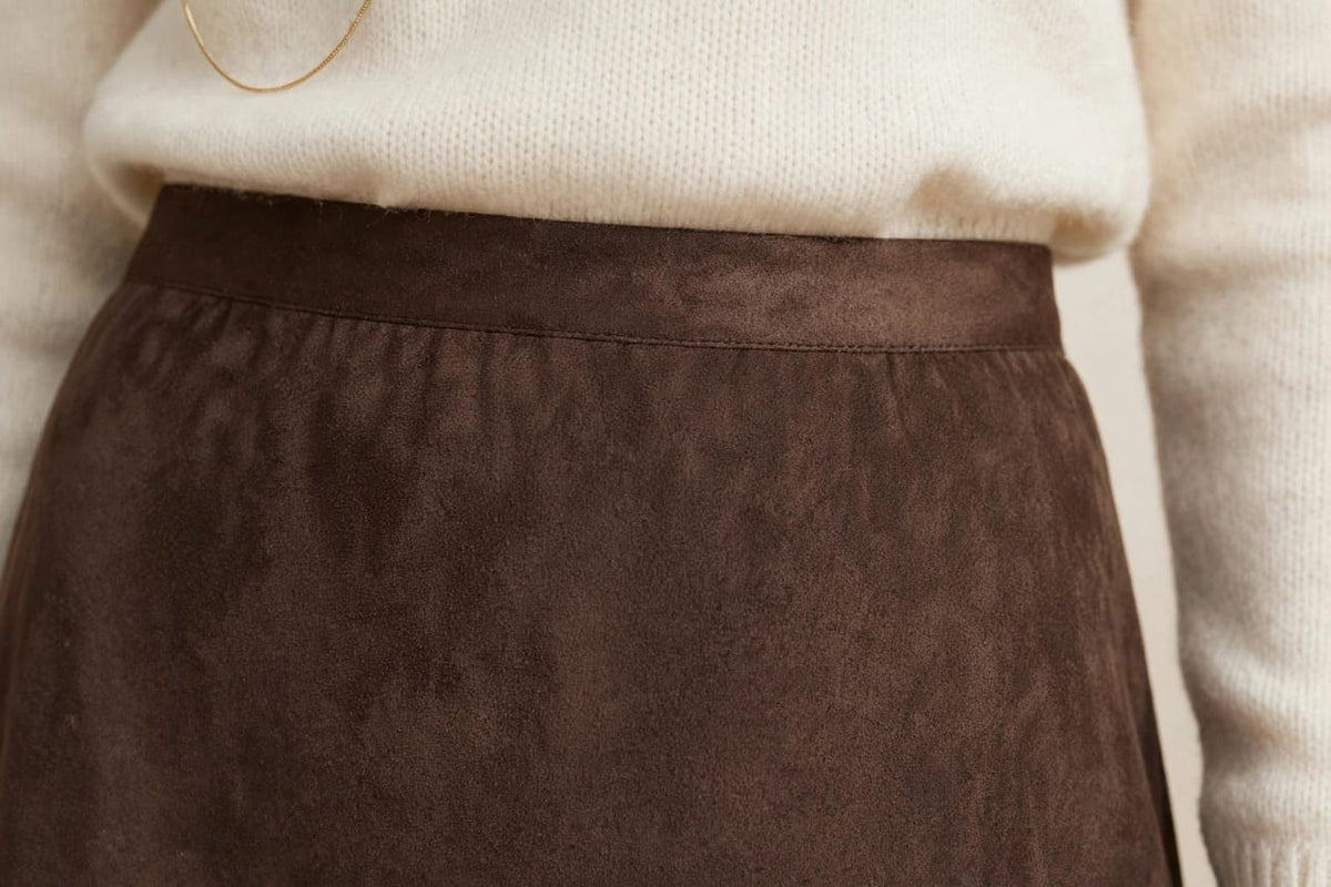 High-Waisted Suede A-Line Maxi Skirt