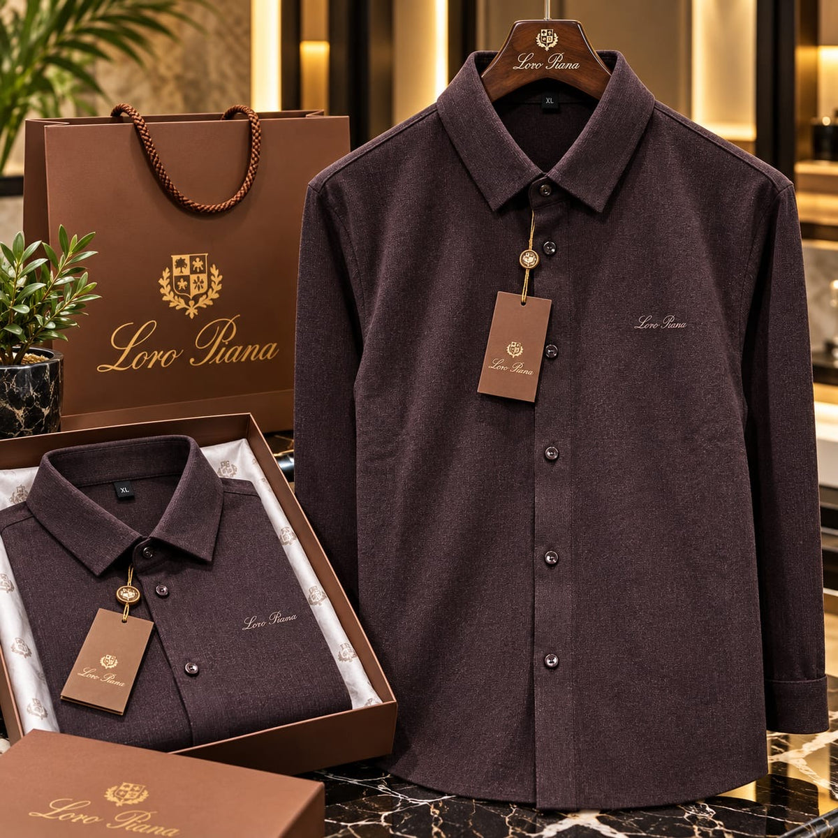 Men's Luxury Soft-Brushed Long-Sleeve Button-Down Shirt