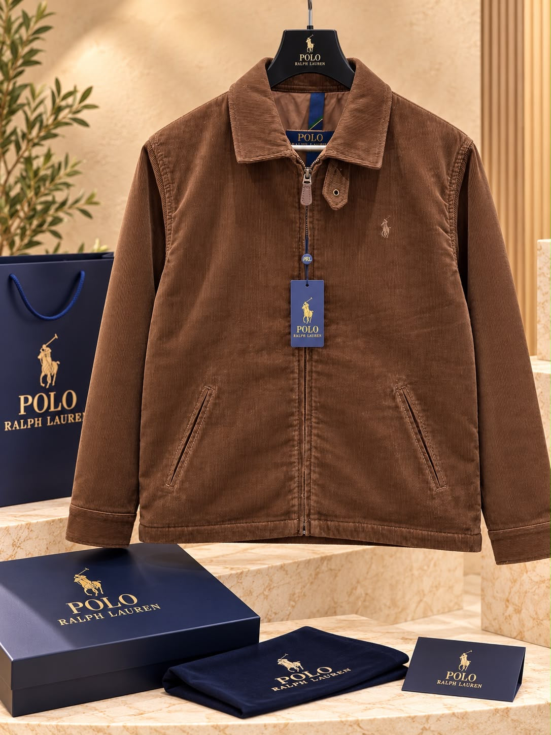 Zip Corduroy Outerwear Jacket with Throat Latch