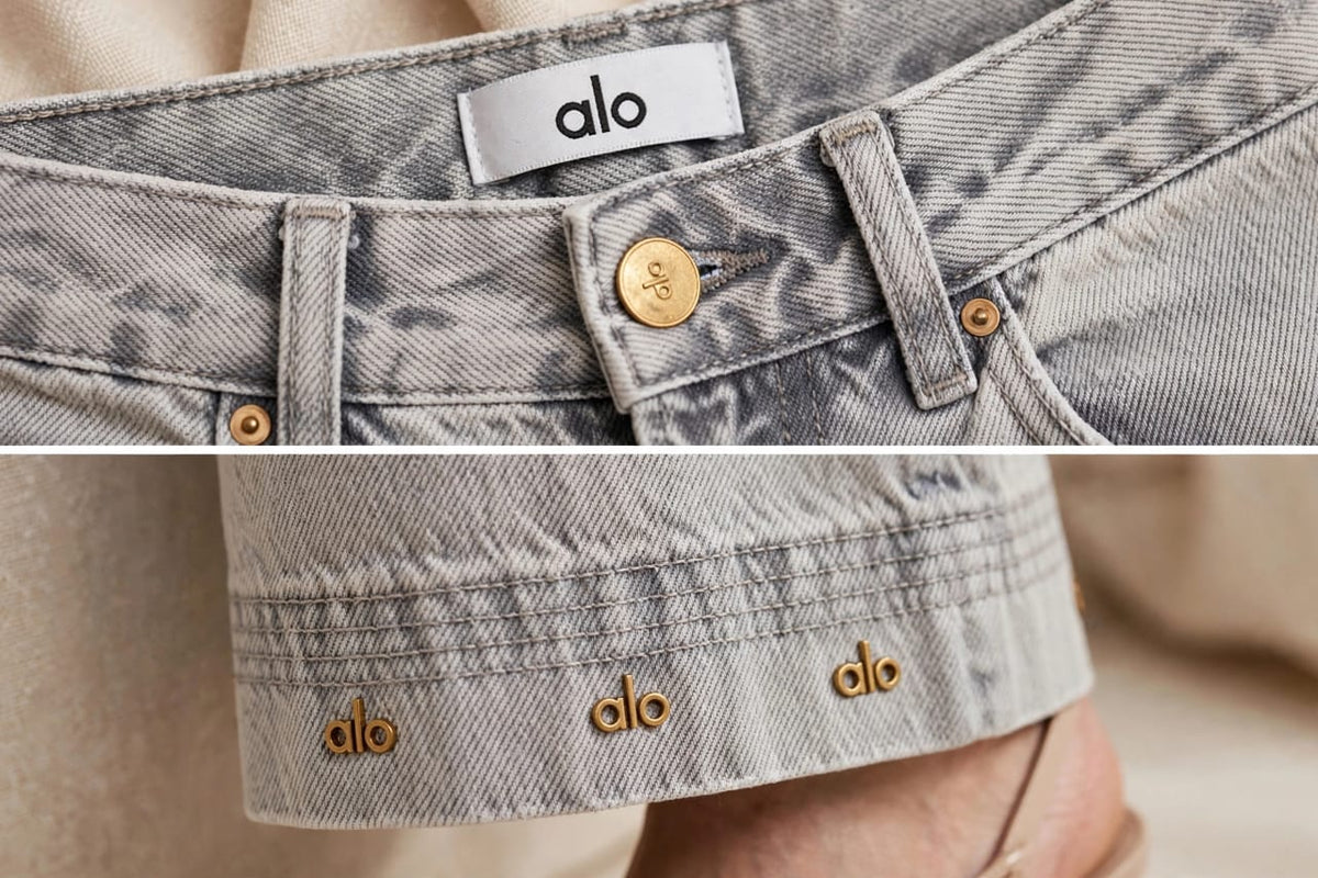 Premium Wide-Leg Logo Detail Jeans
