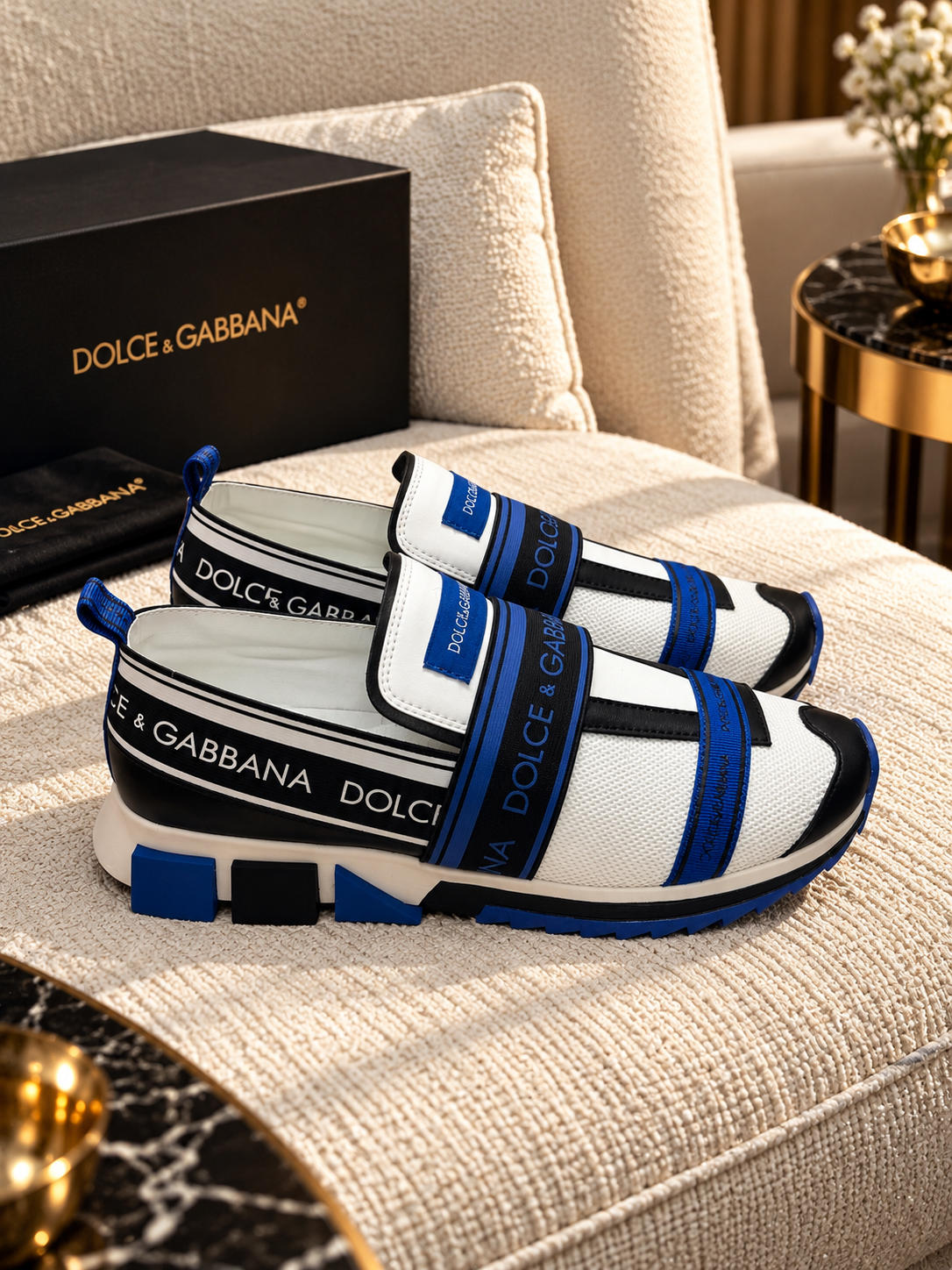 Men’s Premium Designer Logo-Tape Slip-On Sneakers