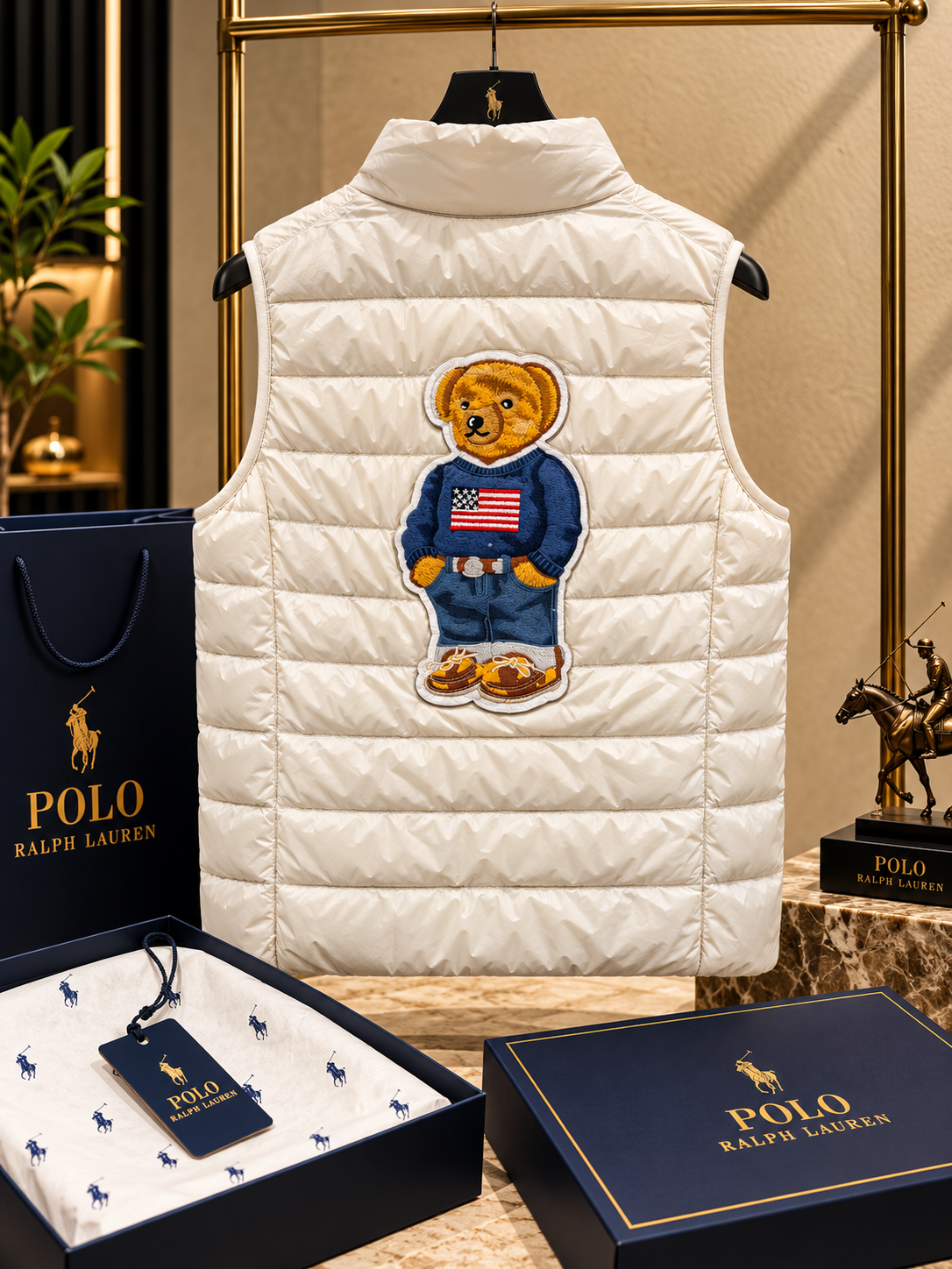 Lightweight Puffer Vest with Iconic Bear Patch