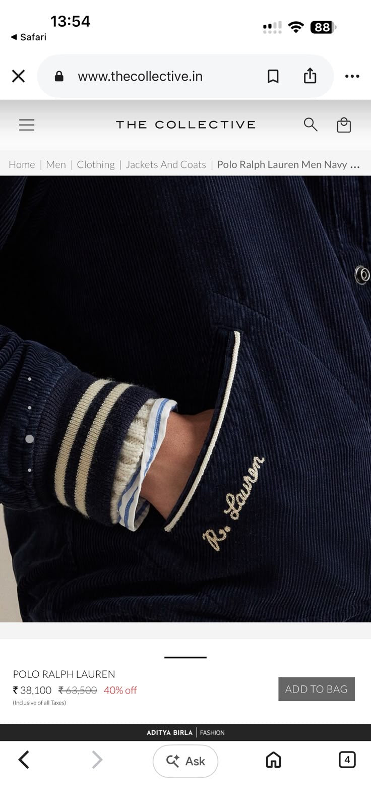 Navy Corduroy Varsity Letterman Jacket with Chenille Patch & Back Typography