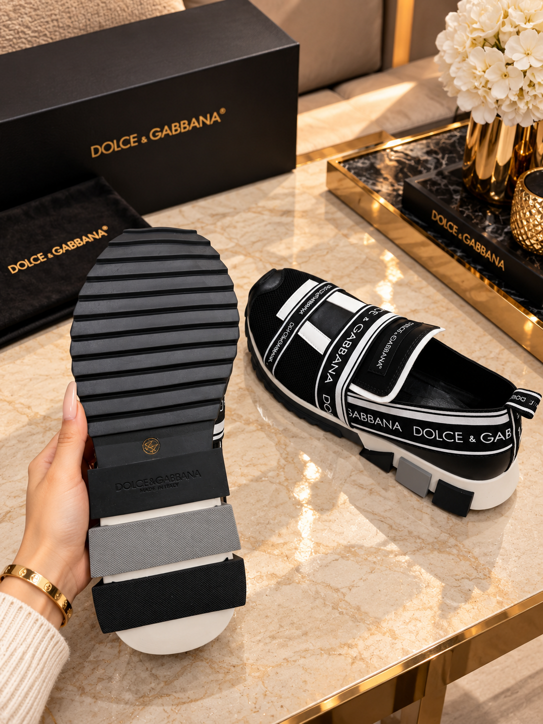 Men’s Premium Designer Logo-Tape Slip-On Sneakers