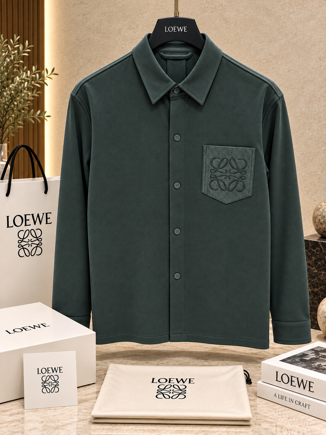 Thick Suede Snap-Button Shirt Jacket with Textured Pocket