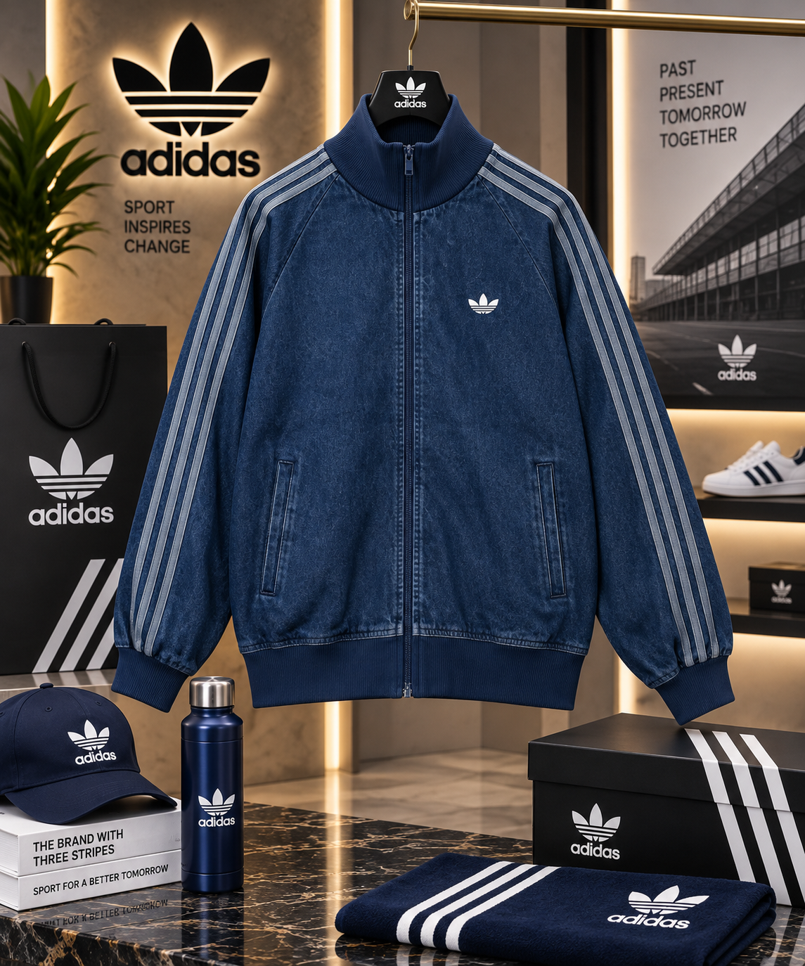 Premium Washed Track Jacket with Signature Stripe Detailing