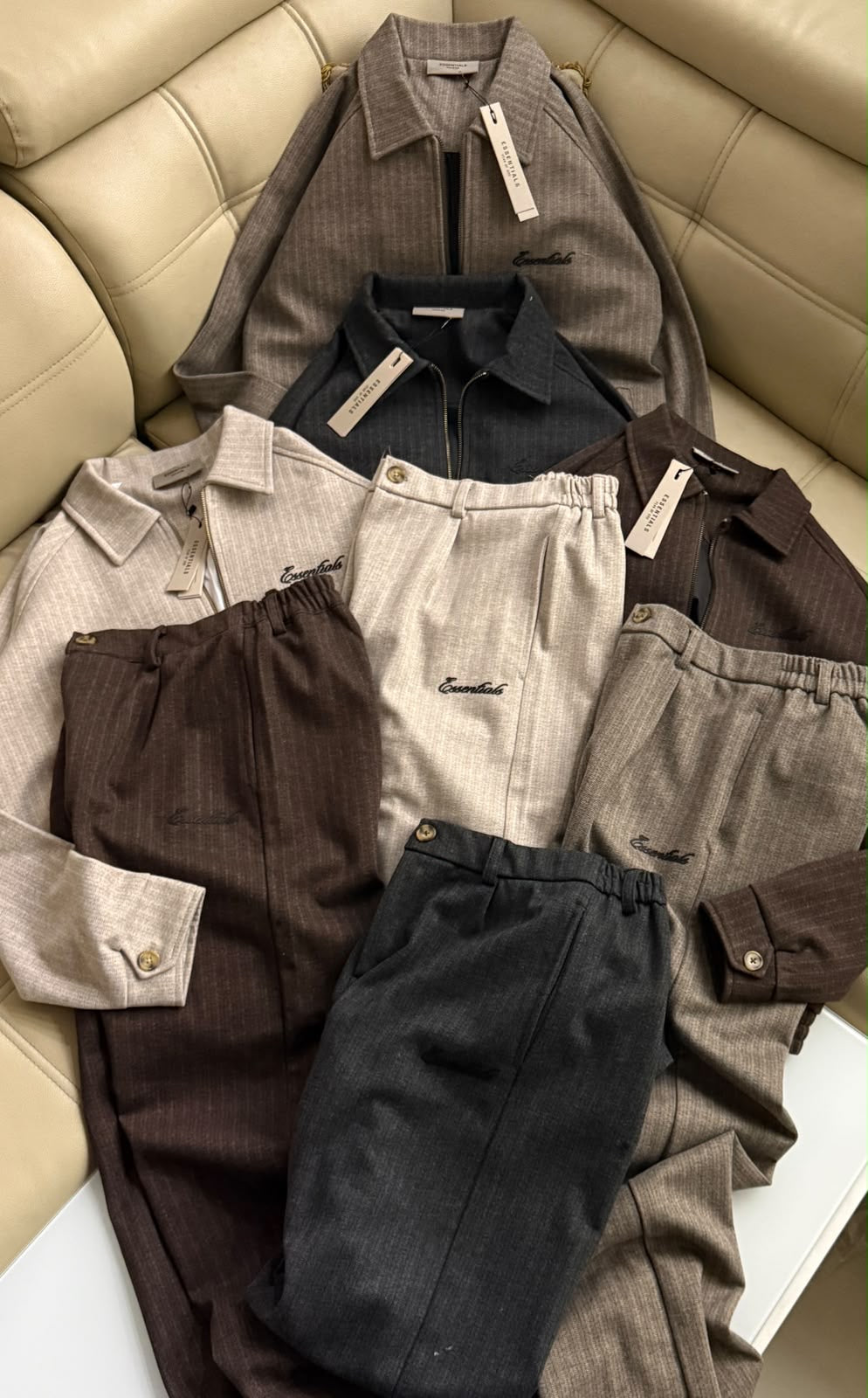 Smart-Casual Textured Twill Matching Two-Piece Set
