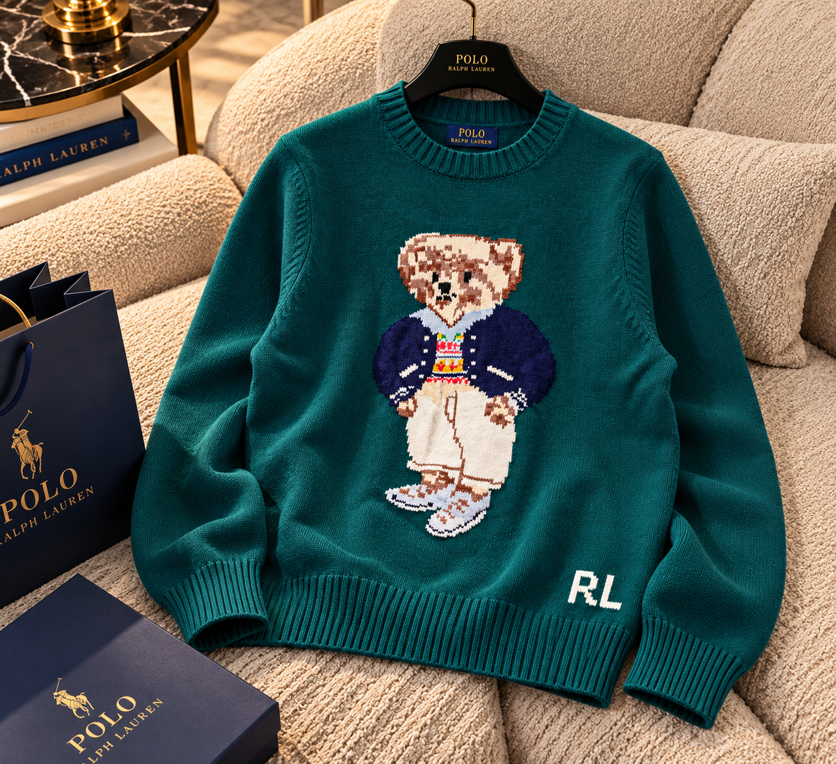 Premium Mascot Graphic Long-Sleeve Knit Sweater