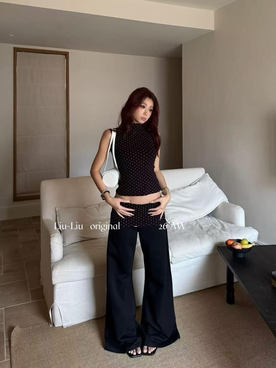 Sleeveless Mock-Neck Rhinestone Dot Top